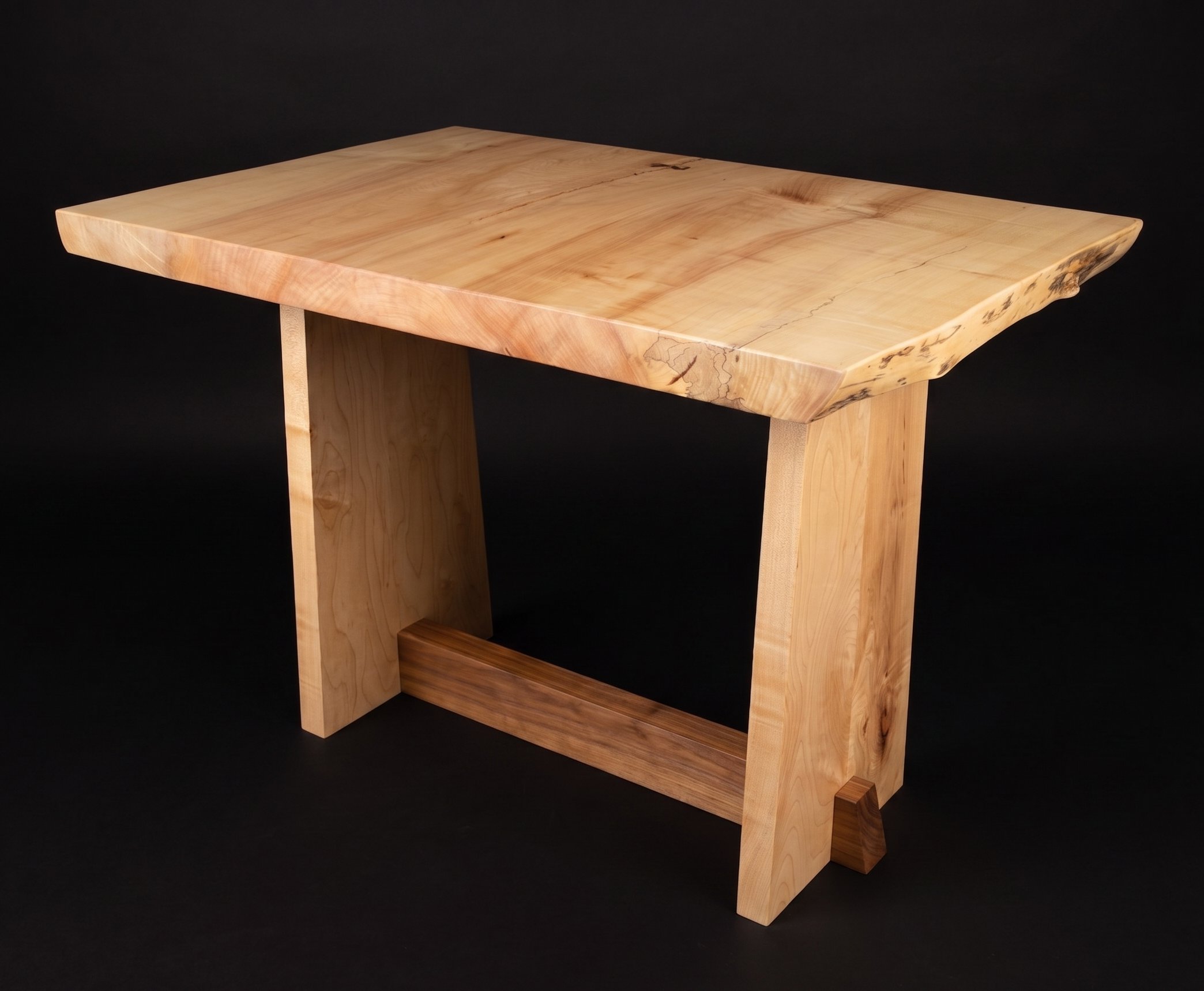 A handmade live-edge maple table