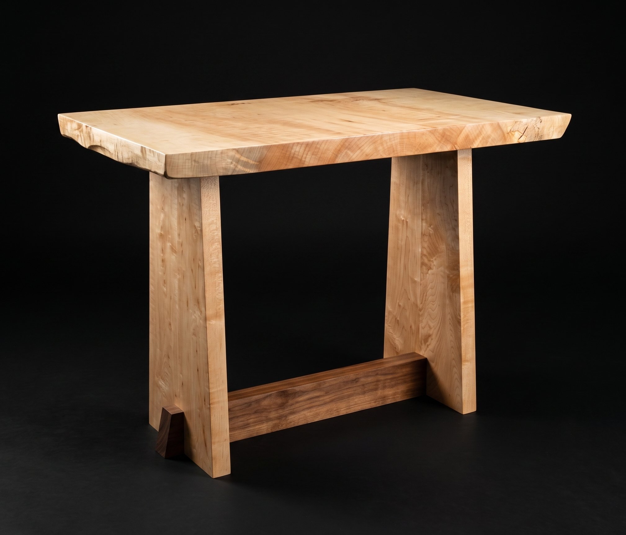 Side view of maple trestle table