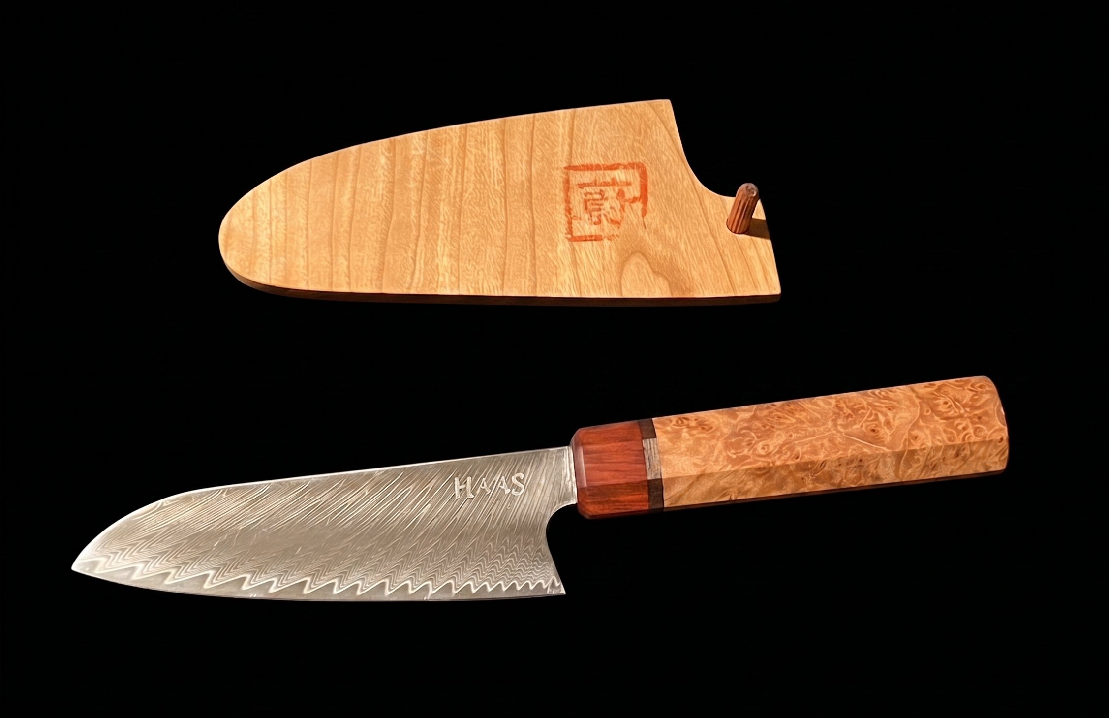 Petty knife with matching wooden saya sheath